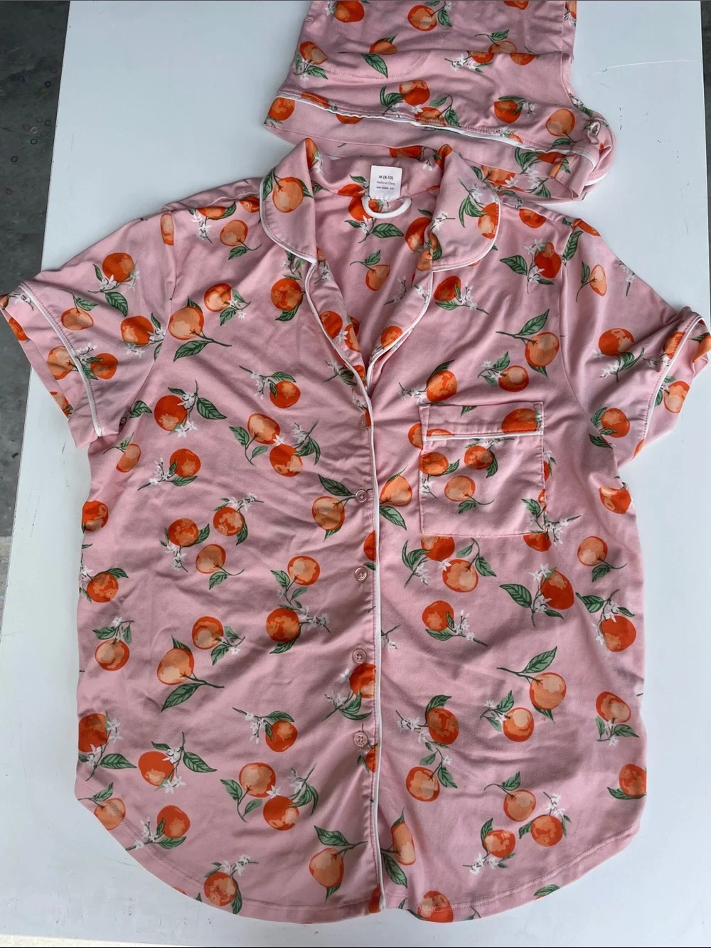 Matching Pajama Set with Orange Fruit Print
